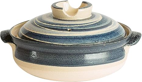 Amazon Co Jp 佐治陶器 青 22cm 萬古焼 土鍋 7号 かきおとし呉須刷毛目 32 605 ホーム キッチン
