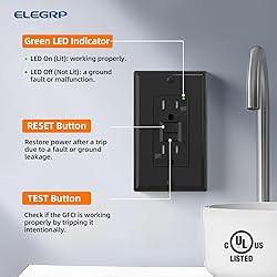 ELEGRP Outdoor GFCI Outlet 15 Amp, Self-Test GFI