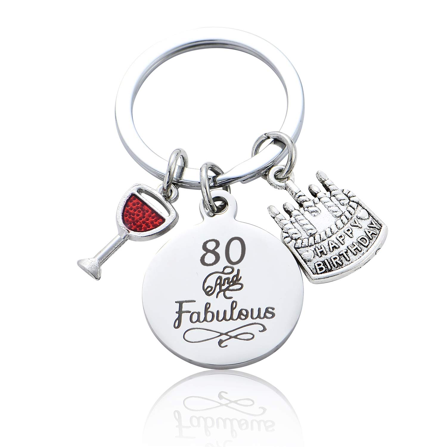 BESPMOSP 80th Birthday Keyring for Women - Mum's 80th Gift & Present