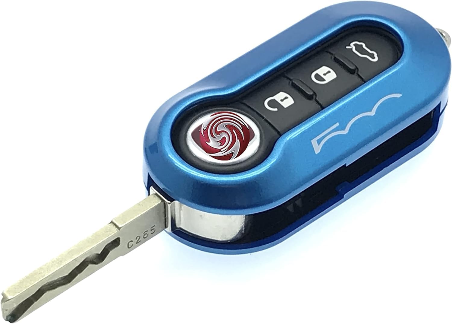Nordecco Blue 3-Button Key Case Cover for Fiat 500, 500C, 500L, Abarth Grande Punto, Brava, Fiat Panda, Stilo, Linea