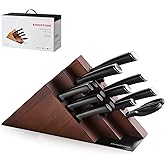 KINGSTONE 14-Piece Kitchen Knife Set with Block, High-Carbon Stainless Steel Knives Set, Ergonomic Non-Slip Handle, Professional Knife Set for Kitchen for Home Cooking & Gifting, Walnut