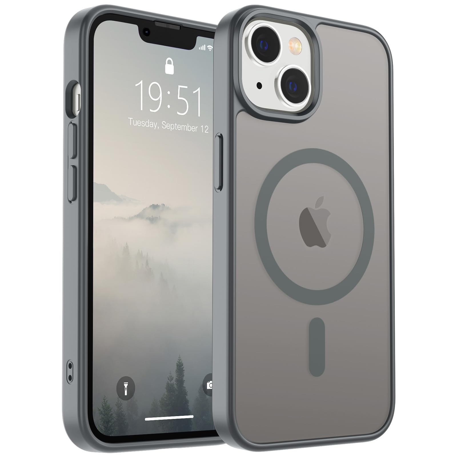 Photo 1 of SUPFINE Magnetic for iPhone 14 Case & iPhone 13 Case (Compatible with MagSafe) (Military Grade Drop Protection) Slim Translucent Matte Shockproof Phone Cover,Gray