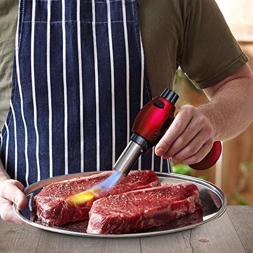 JulyPan Kitchen Torch Refillable Chef's Culinary Butane Cooking Food Blow Torch with Safety Lock Adjustable Temperature and Flame