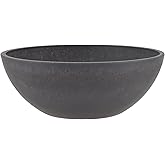 PSW Pot Collection M30DC 12-inch Plastic/Stone/Wood Composite Low Bowl Planter – No Drainage Hole (Drillable), Shallow Indoor