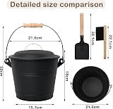 BRIAN & DANY Ash Bucket 5L with Lid Shovel Hand Broom Fireplace Kit view 2