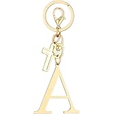 Coprall Initial Keychain for Women A-Z Letter Cross Keychains Alphabet Key Chain bag Accessories Gift for Christian