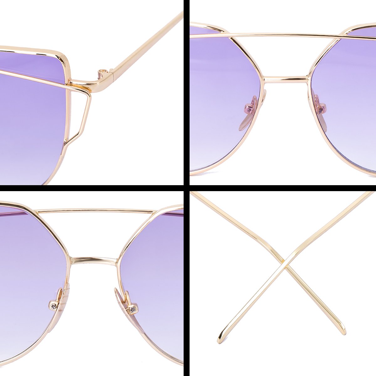 WISH CLUB Women Cat Eye Sunglasses Oversized Transparent Clear Fashion Lens Durable UV400 Glasses(Mixpurple)