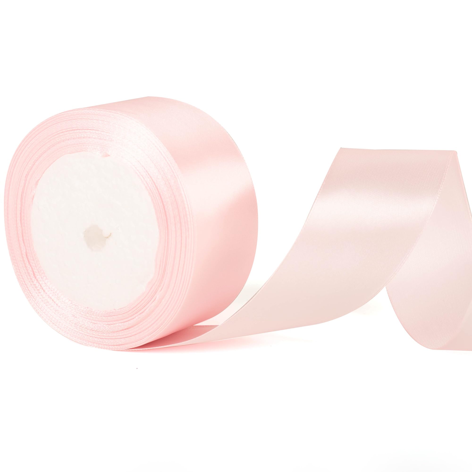 50mm Wide Baby Pink Thick Ribbon for Gift Wrapping 22m, Thick Pink Ribbons Fabric Satin Ribbon for Present Wrapping Christmas Florist Bouquet Cake Hair Bow Crafting Wedding Car Decoration