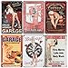 Juvale 6-Piece Tin Signs - Vintage Style Metal Signs As Wall Decor, Decorative Retro Coffee Bar Sign, Pin-up Girls, Sexy Car Garage Ladies, 11.8 x 8 Inches