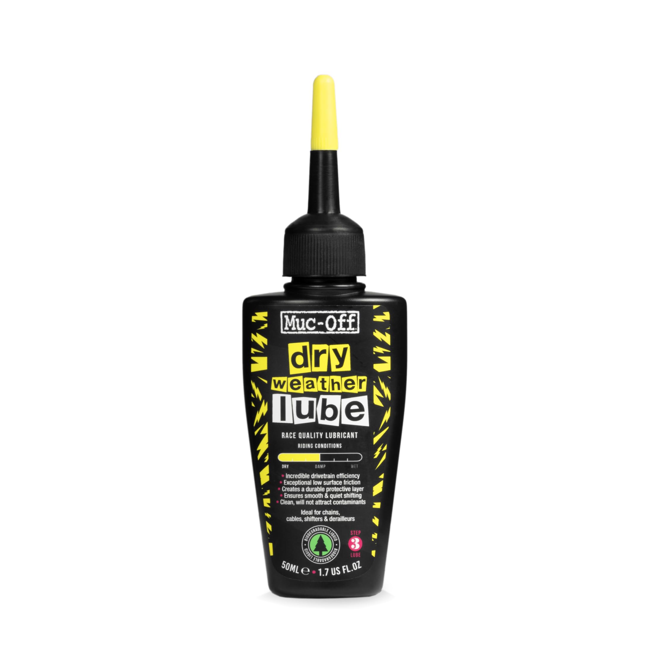Muc-Off Dry Chain Lube - Wax-Based Biodegradable Bike Chain Oil for Dry Weather - Silky Gear Shifts - MTB, Road & Cyclocross Biking Essentials - 50ml