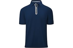 V VALANCH Mens Zipper Polo Shirts Short/Long Sleeve Moisture Wicking Outdoor Golf Shirt Collared Athletic Tennis Polo