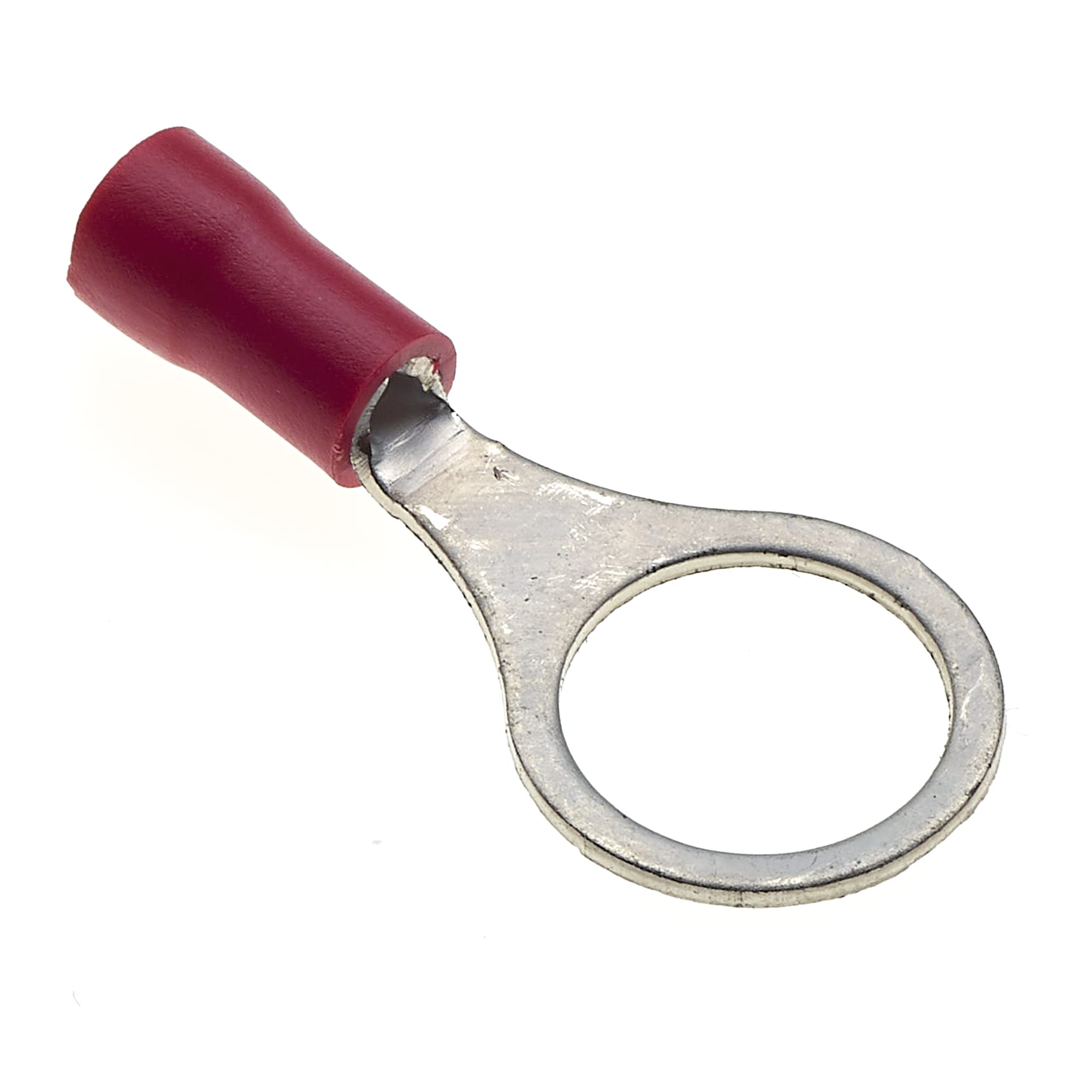 Ring Crimp Terminals - Pack of 100, Red, 10mm, 25A, 22-16 AWG - Heat Shrink Connectors, Tinned Copper, Insulated Wire Terminals — image 1