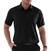 Dress Shirts for Men Big and Tall(XL Big-6XL Big Tall) Short Sleeve Shirts | Silky, Comfortable, Lightweight, Breathable, Vibrant color, Point collar, Chest Pocket, Perfect for business/casual occasions