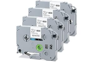 BORN4SHIP Compatible with Brother P-Touch Label Tape 12mm 0.47 Laminated Label Maker Tape for PTD220 PTD210 PTH110 (Black on White) 4 Pack