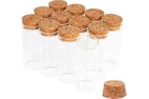 CADBIBE 12PCS 30ml Glass Test Tubes with Cork Stoppers, 30 x 70mm Liquid Sample Vial, Clear Flat Test Tubes for Bath Salt, Candy Storage, Scientific Experiments, Party Decoration and Plant Propagation