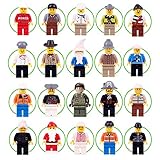 20+2 Minifigures Building Bricks Community People with Interchangeable Hats for Preschool-Sized Building Sets 100% Compatible
