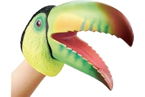 Gemini&Genius Toucan Hand Puppet for Kids Swimming Pool Beach Bathing Toys Soft Rubber Realistic Birds Puppets Action Figure Wild Animal Role Play Toys (Green)
