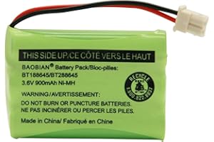 BAOBIAN BT188645/BT288645 Battery Pack 3.6V 900mAh Ni-MH Compatible with VTech VM312 VM3251 VM3252 VM3261 Motorola MBP481 MBP