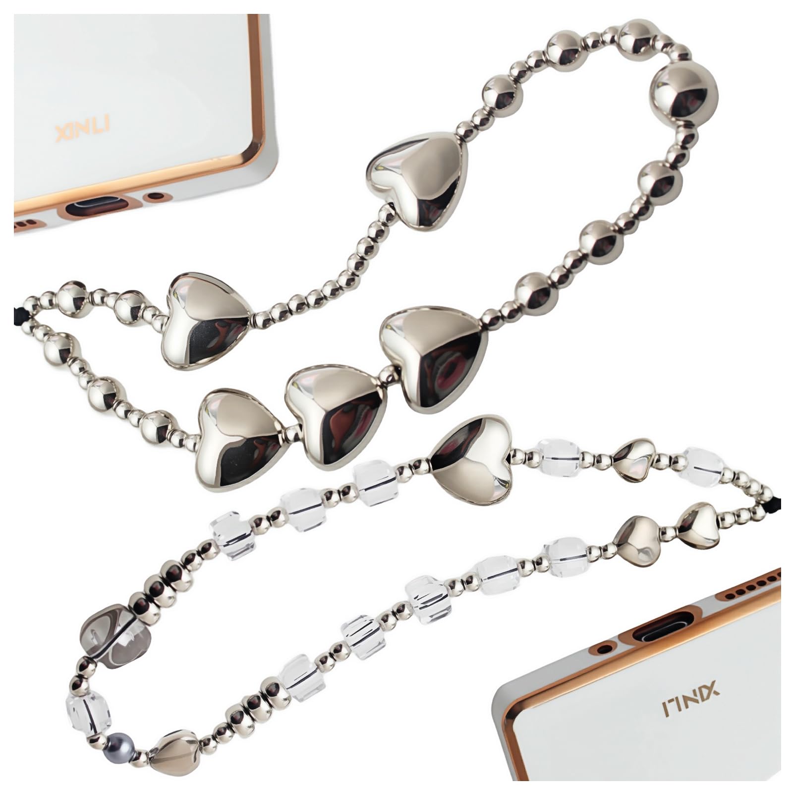 Photo 1 of Beaded Camera Wrist Strap, Cute Phone Charms Strap, Pearl Bracelet Wrist Strap, Phone Keychain Decoration for Wallet AirPods