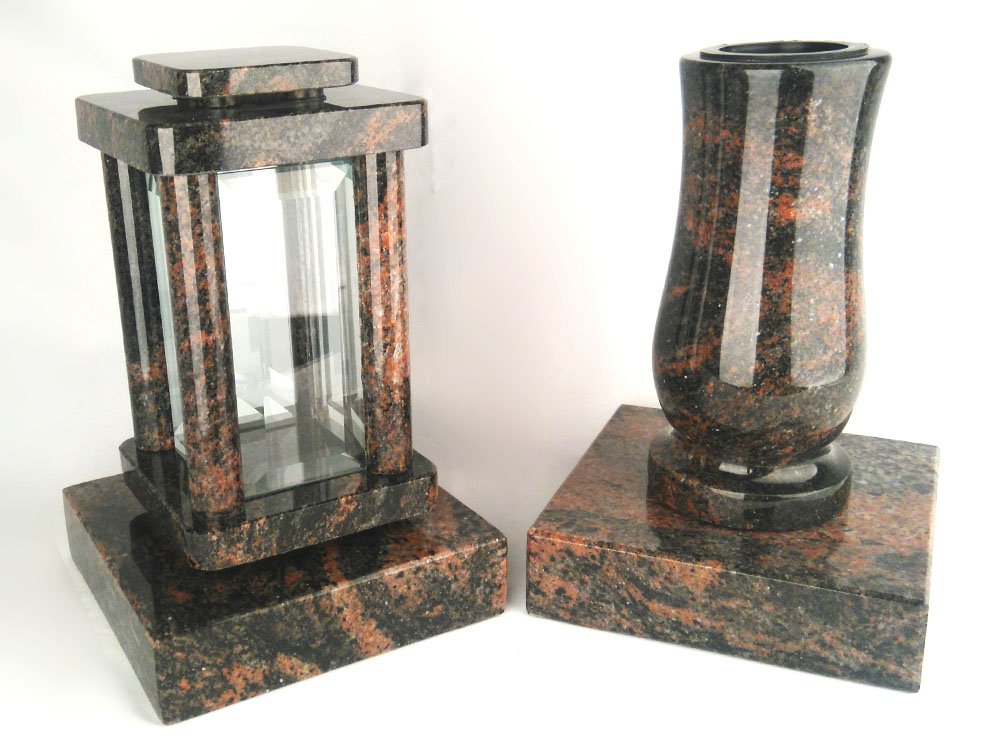 Candles & Holders Designgrab Modern Granite Grave Light with Vase and 2