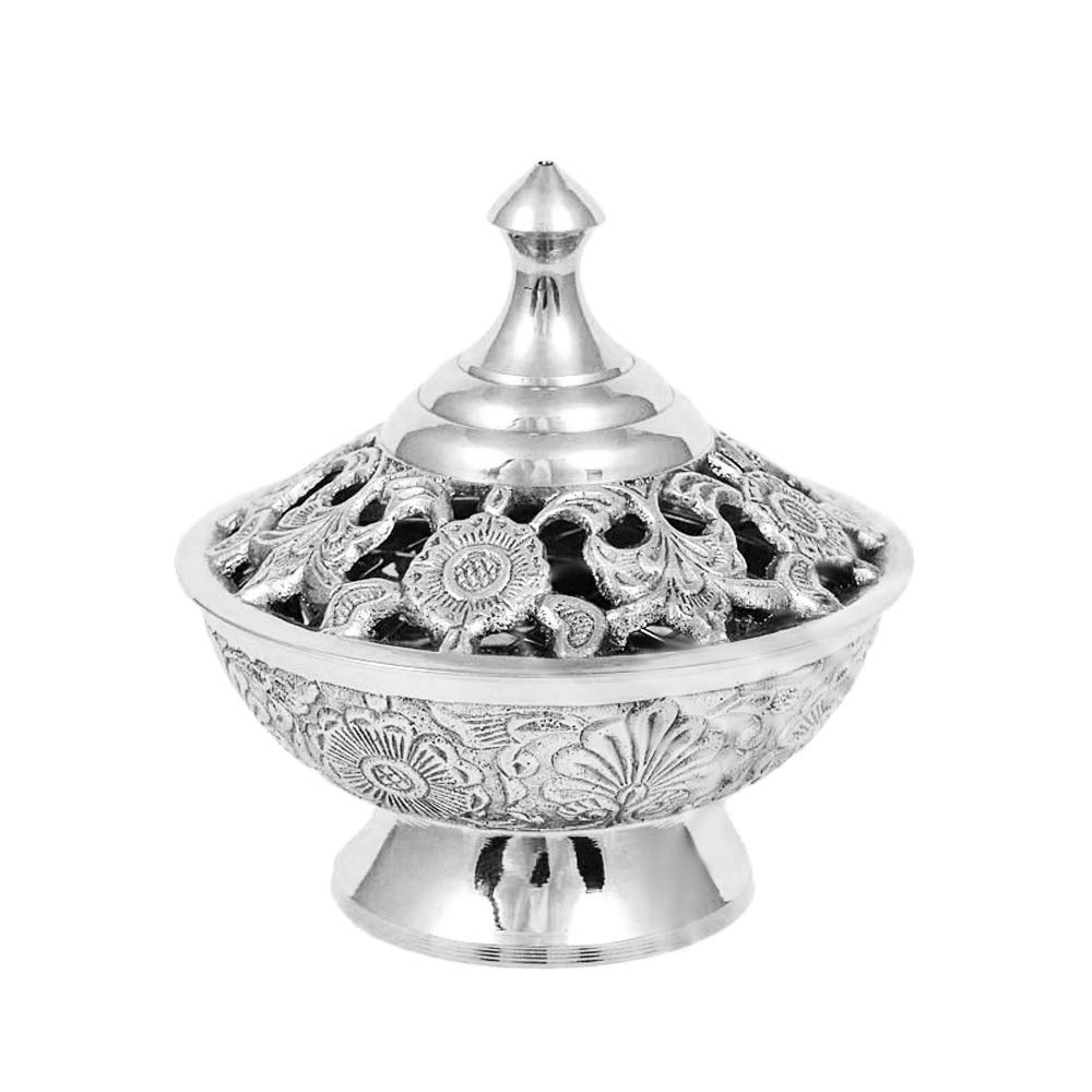 NKlaus Incense Bowl 10cm high with grid Ø 10cm Incense burner brass nickel plated Incense accessories incense incense blend handmade 2859