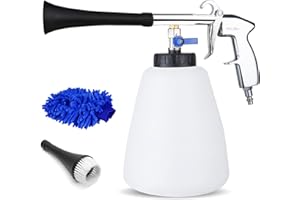 Buyplus High Pressure Turbo Cleaning Gun - Tornado Pro Car Interior Cleaner, Vehicle Seat Spray Tool Kit with Wash Brush Cloth, 1L Foam Bottle, for Air Compressor