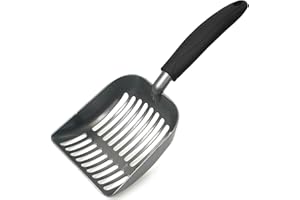 Frxat Metal Cat Litter Scoop - Non Stick Aluminum Alloy Aluminum cat Litter Scooper, Solid and Durable Oversized Metal Litter Scoops, Solid Metal, Fecal screening, Solid Handlel Black