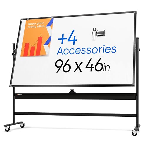 Retractable Board Rolling Dry Erase Board 96 x 46 - Large Portable Magnetic Whiteboard ...