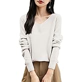 Cashmere Sweaters for Women Fall Long Sleeve V Neck Merino Wool Sweater 2025 Casual Lightweight Knit Pullover Tops