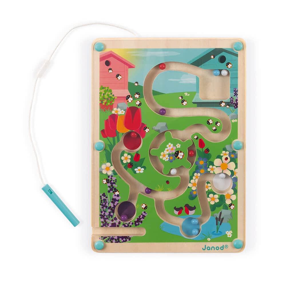 Janod - Wooden Magnetic Beehive Maze - Develops Fine Motor Skills and Concentration - Dimensions: 18 X 25 cm - FSC-certified - Suitable for ages 2 and up. - J05310 — image 1