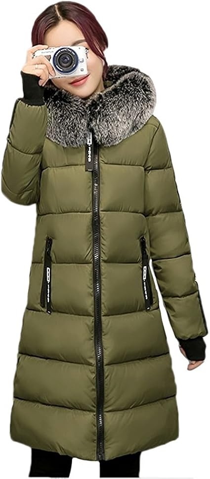 Amazon Fashionlady ダウンジャケット 中綿ジャケット 中綿コート アウター 毛皮襟 ファー付き襟 フード付き ロング丈 秋冬 レディース コート ジャケット 通販