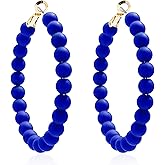 YISXVD Beaded Hoop Earrings Women Bohemian Circle Round Colorful Bead Dangle Earrings for Women