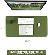 YSAGi Non-Slip Desk Pad 80x40 cm Grass Green PVC Leather Desk Protector view 7