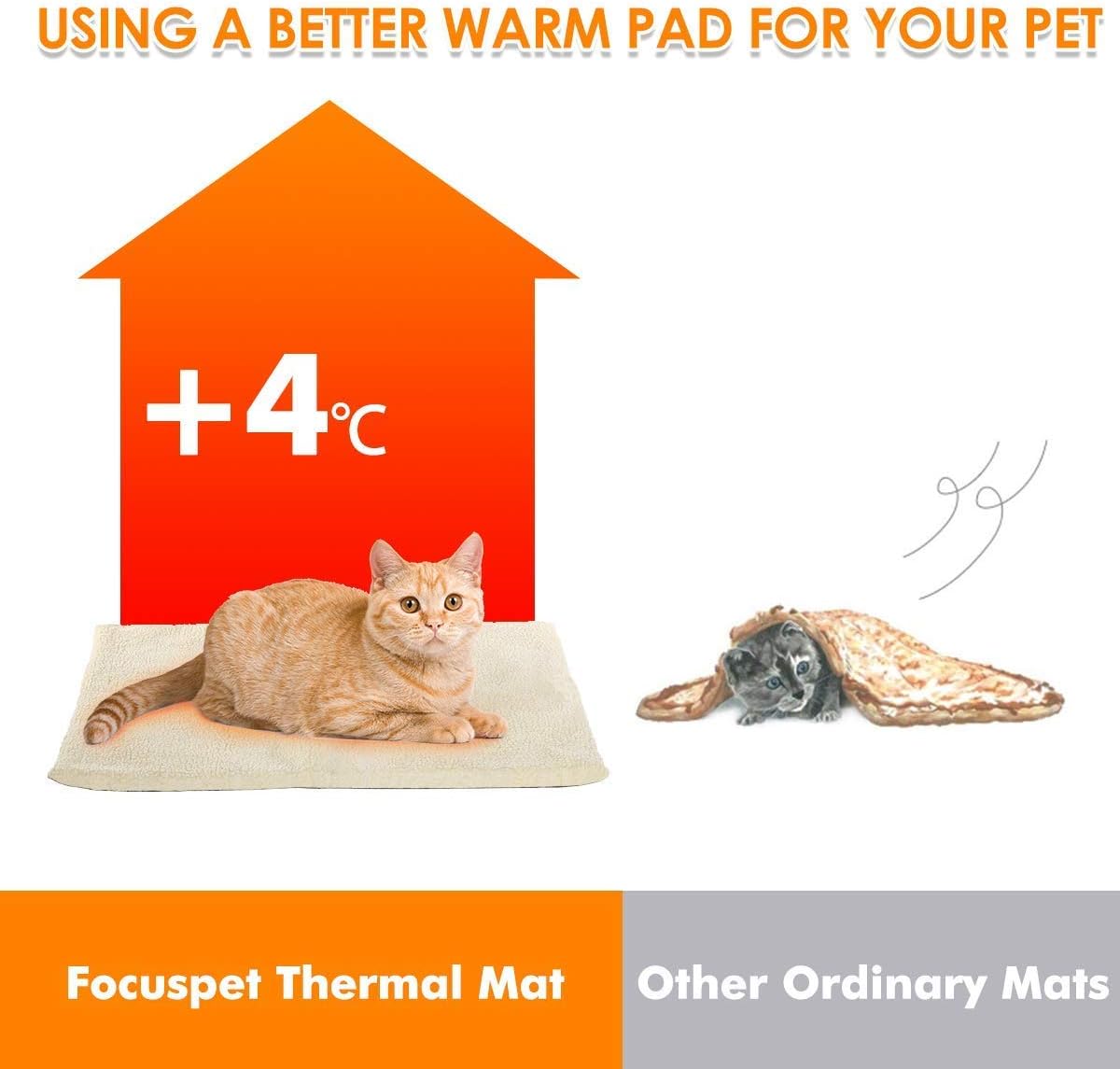 FOCUSPET Cat Thermal Mat, Cat Heating Pad Pet Bed Mat 19"x16" Self Heating Pad Dog Cat Bed Pad for Dogs & Cats Waterproof Innovative & Eco Friendly : Pet Supplies