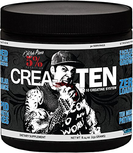 Rich Piana 5% Nutrition Crea-TEN 10 Creatine System (Blue Raspberry) 8.14oz, 30 Servings