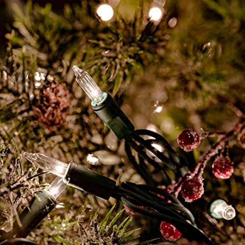 Lightning Strokes MC729 Clear Bright Christmas Lights Green Wire-UL Listed Indoor/Outdoor Use (300 Count), 18 Piece