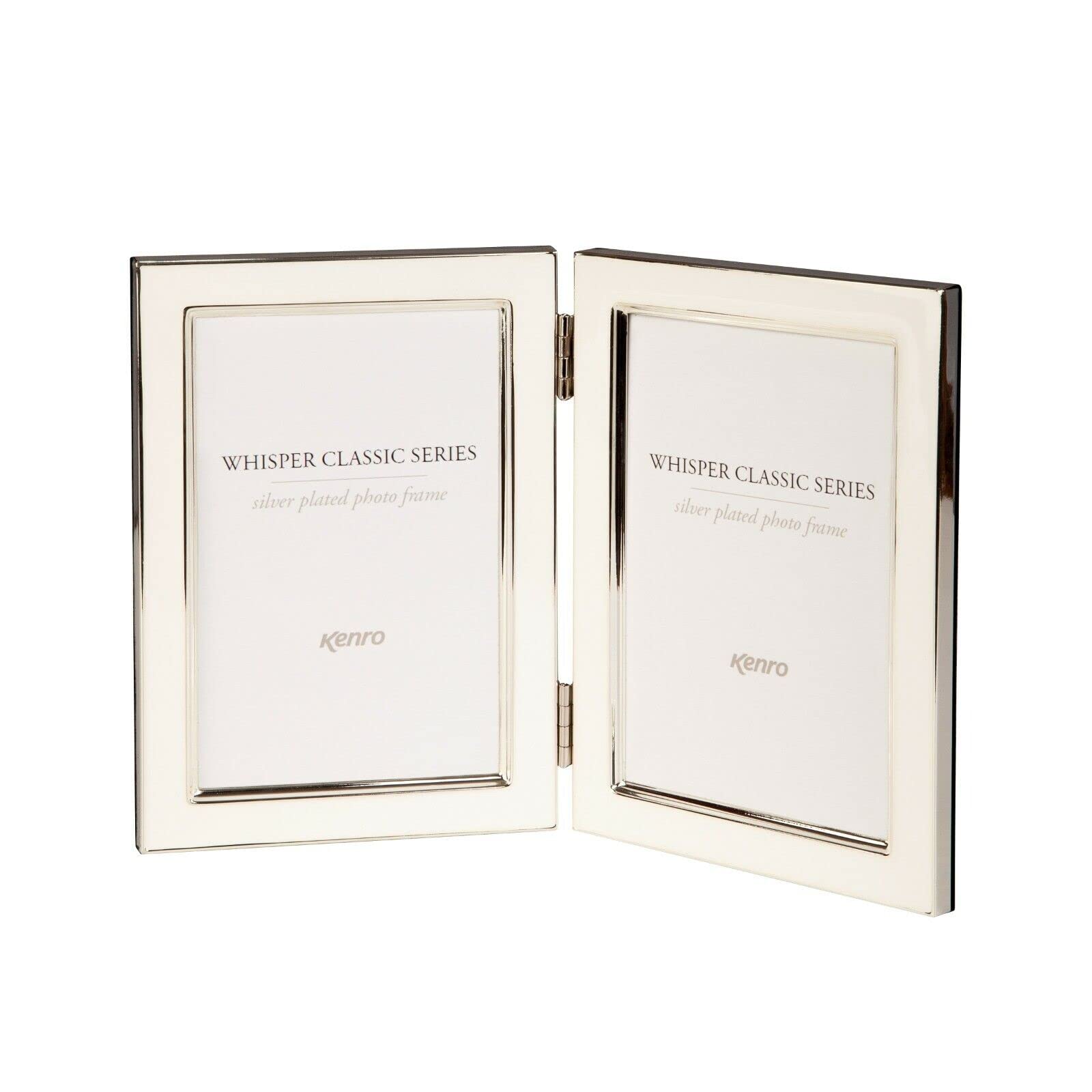 Kenro Whisper Classic White Twin 6x4 Inch / 10x15cm Photo Frame with Silver Plated Edging for 2 Photos - WSC1015W/2