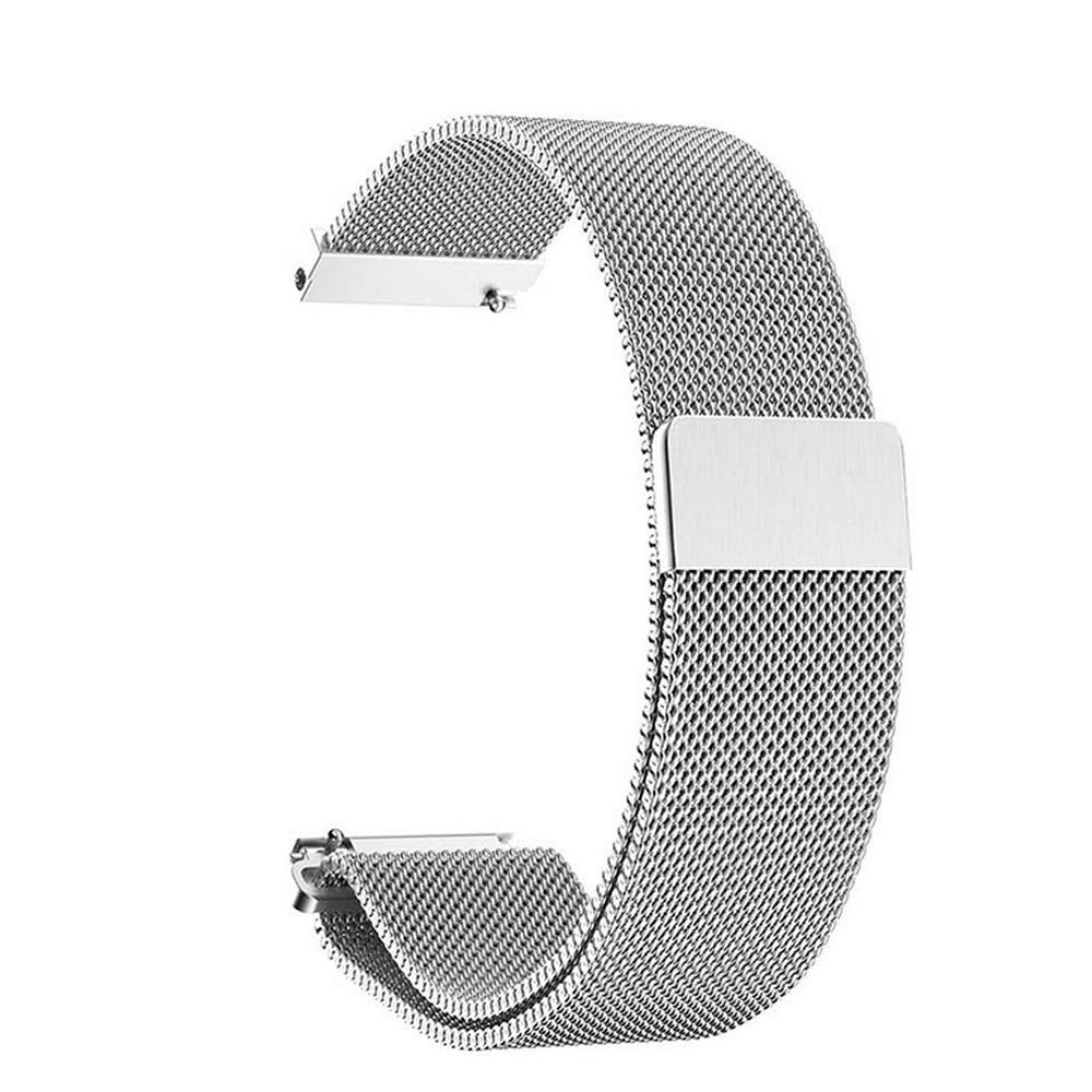 BaiJ Quick Release Watch Strap, Mesh Woven Metal Watch Band with Stainless Steel Buckle and Adjustable Magnetic Clasp for Men and Women, 14mm Silver