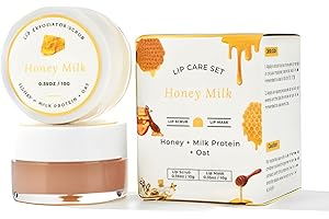 BENATU Lip Mask & Scrub Set(Honey + Milk Protein + Oat), Overnight Moisturizer for Cracked & Dry Lips Care, Hydrating Plumper Kit, Sugar Exfoliator Gift for Women