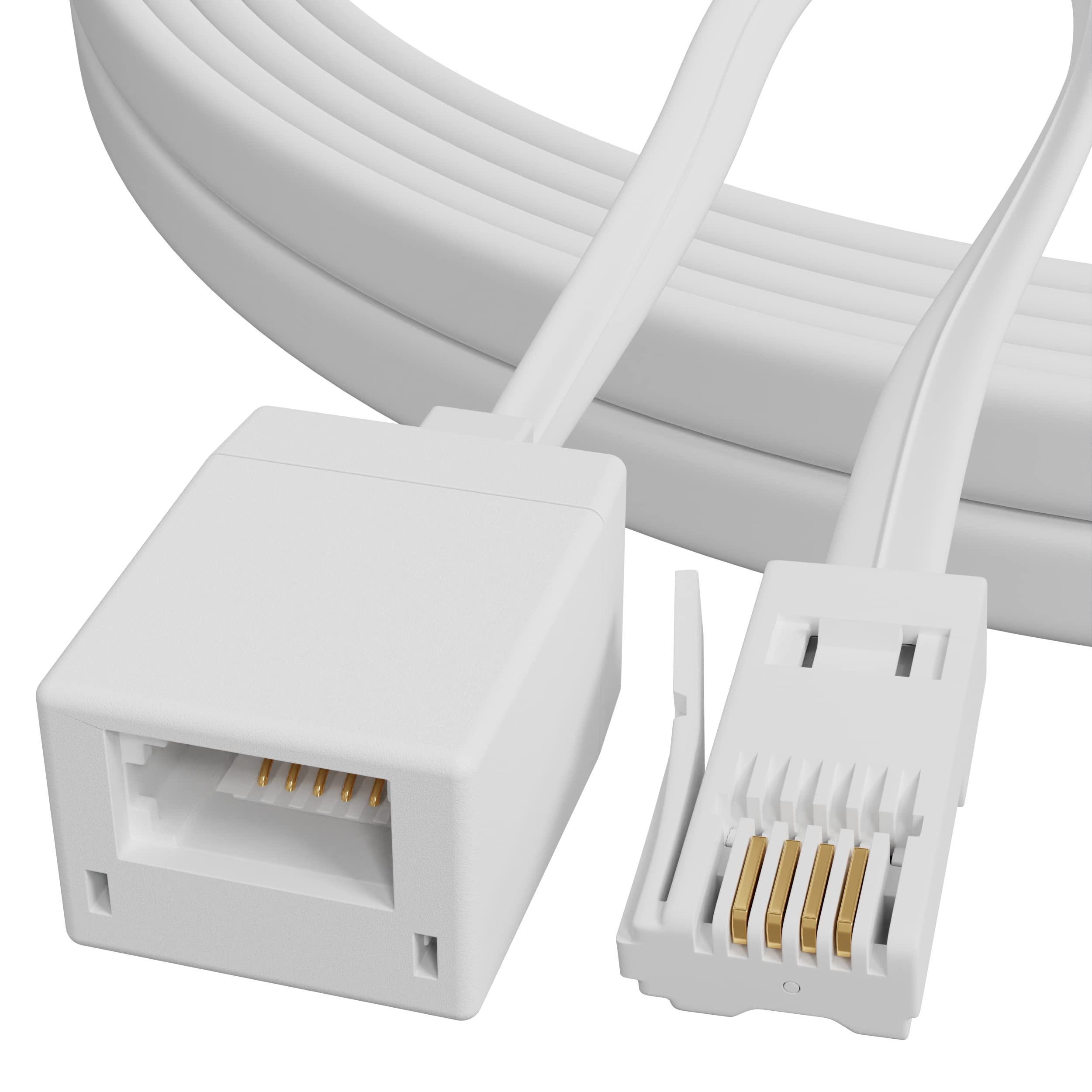 ConnectingU White BT Male to Female Telephone Extension Cable. 5m long