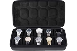 Cuuontrie Watch Box 0rganizer For Men, 10 Slot Watch Travel Case, Watch Storage, Watch Roll, Watch Holder Organizer for Men and Women
