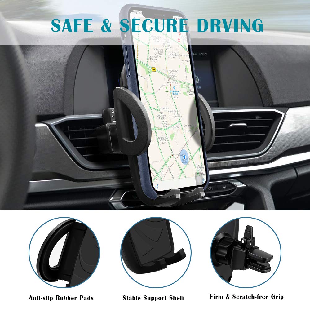 Phone Holder for Car Air Vent, Volport Car Mount Quick Easy Release Button and 360 Degree Rotation Cradle for Phone X 8 8 Plus 7 7 Plus SE 6s 6 Plus 6 5s Samsung Galaxy S9 8 6 LG Nexus Sony Huawei