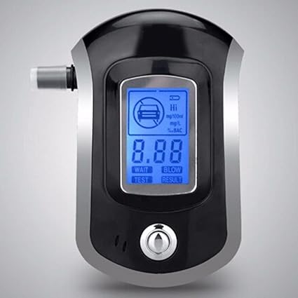 High Sensitivity Smart Breath Alcohol Tester Digital LCD Breathalyzer Analyzer AT6000 With 5 Mouthpiece