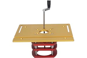MARHYNCHUS Router Lift Kit Manual Lifting Router Lift System Kit Router Table Saw Insert Base Plate for Router Plates and Lift Systems (Gold) Router Table Fence Router Table