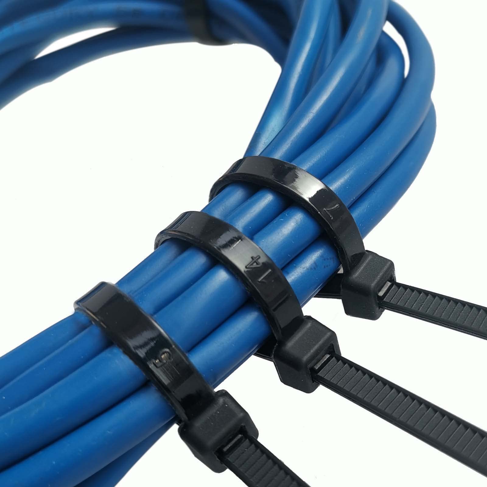 8 inch Cable Ties, 4.8mm x 200mm, 100 Pack Black Zip Ties Long 50 lbs Tensile Strength with UV Resistant, Nylon Plastic Self Locking Large Heavy Duty Cable Wrap for Tidy Wires Home Workshop and Garden — image 1
