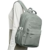 Lendolk Backpack for College Students Women Men, Aesthetic Backpacks for Middle School, Waterproof Bookbag, Lightweight High School Backpack for Teens Boys Girls(Green)