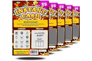 JAYOUR 5 Pack - Pregnancy Announcement Lottery Scratch-Off Tickets | 4x6 Authentic Looking | Great for Baby Announcements | Perfect for Pregnancy Announcement for Grandparents, Future Dad, or Friends!