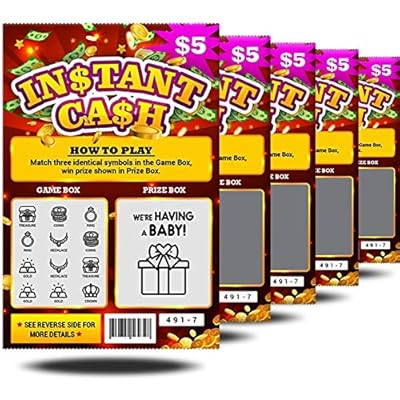 5 Pack - Large Size 4x6" Pregnancy Announcement Fake Lottery Scratch Off Tickets, Surprise Pregnancy Reveal Idea
