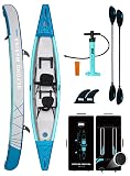 BEYOND MARINA Inflatable Kayak 2 Person Adult- Drop Stitch Tandem Kayak | with Aluminum Paddles, Seats, Footrests, Pump, Fins, Explorer 13.77ft