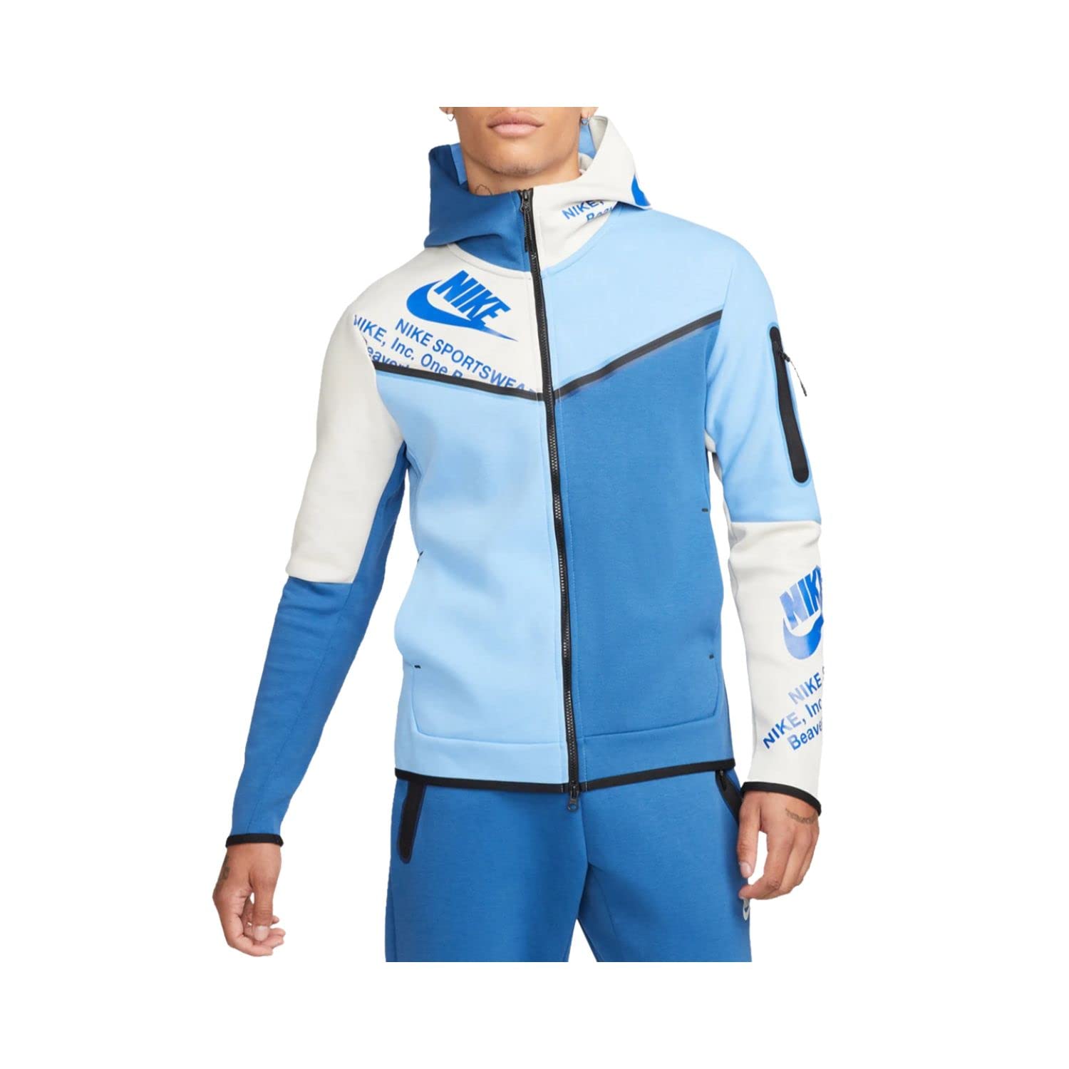 nike tech fleece light blue and white